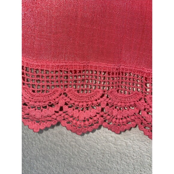 Entro Embroidered Crochet Tunic Ruffle Lace Tank Top Womens M Pink Hippie Boho - Picture 5 of 11